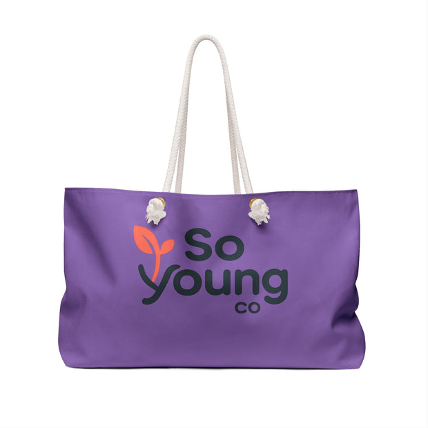 Purple Weekender Bag: Spun Polyester Travel Tote with Rope Handles