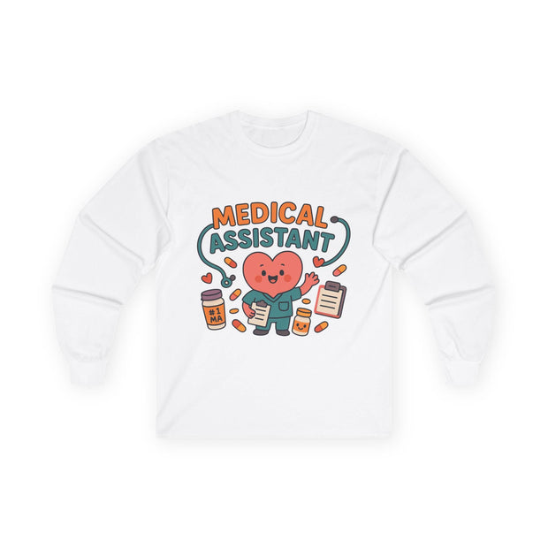 Medical Assistant Long Sleeve Tee, Cute for Work, Unisex Cotton Shirt, Healthcare Professional Top, Long Sleeve T-Shirt