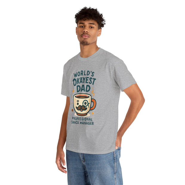 Funny Dad T-Shirt: World&#39;s Okayest Dad - Novelty Gift