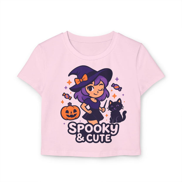 Crop Top, Trendy and Stylish Women&#39;s Baby Tee for Halloween, Best Friend Gift, Teen Girls Clothing, Short Sleeve Shirt, Fashion, Black Tee