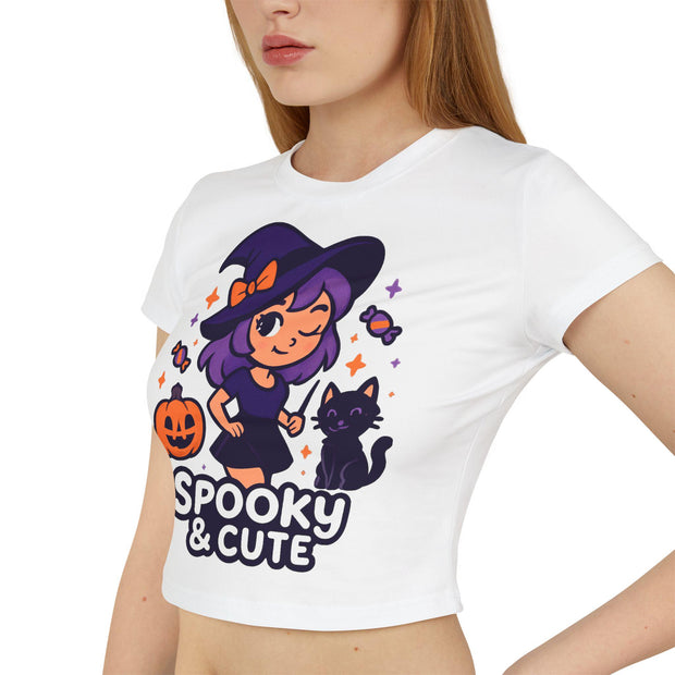 Crop Top, Trendy and Stylish Women&#39;s Baby Tee for Halloween, Best Friend Gift, Teen Girls Clothing, Short Sleeve Shirt, Fashion, Black Tee