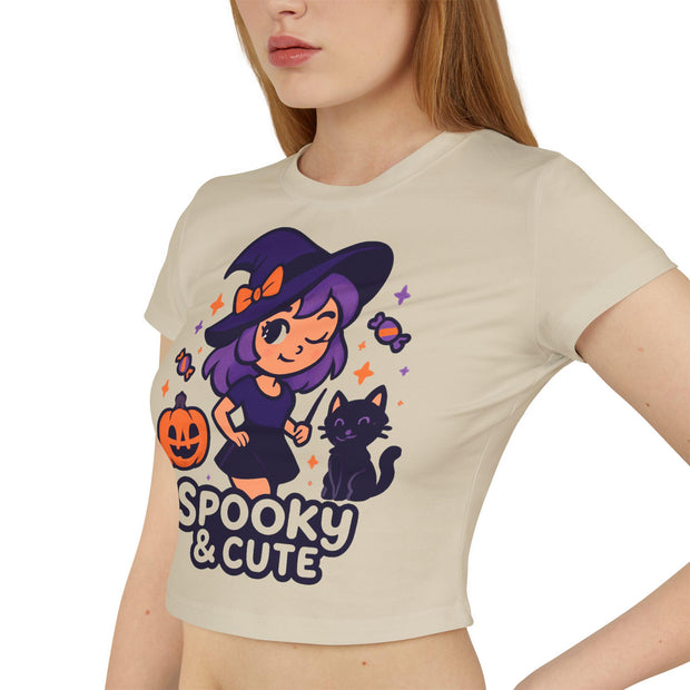 Crop Top, Trendy and Stylish Women&#39;s Baby Tee for Halloween, Best Friend Gift, Teen Girls Clothing, Short Sleeve Shirt, Fashion, Black Tee