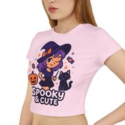 Crop Top, Trendy and Stylish Women&#39;s Baby Tee for Halloween, Best Friend Gift, Teen Girls Clothing, Short Sleeve Shirt, Fashion, Black Tee