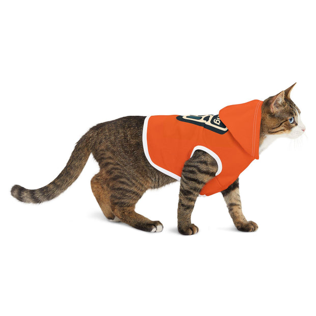 Trendy Orange Pet Hoodie: Soft Polyester Dog Sweatshirt
