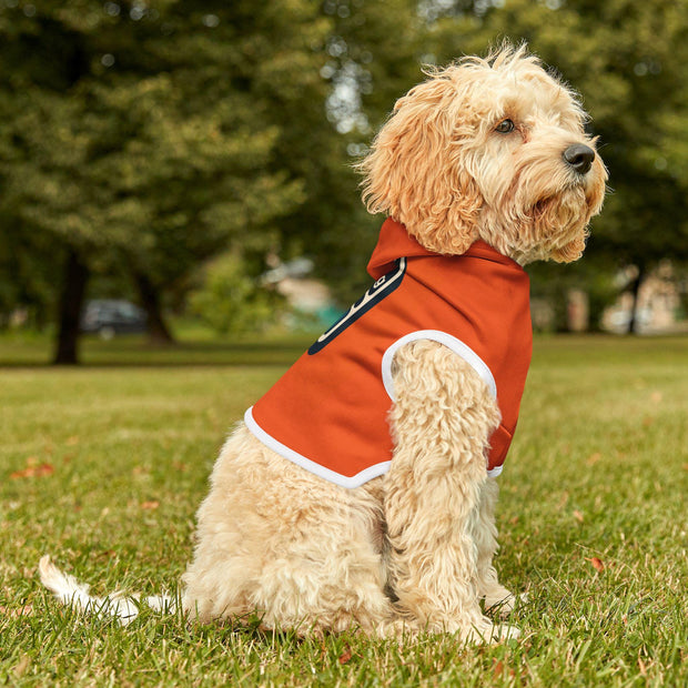 Trendy Orange Pet Hoodie: Soft Polyester Dog Sweatshirt