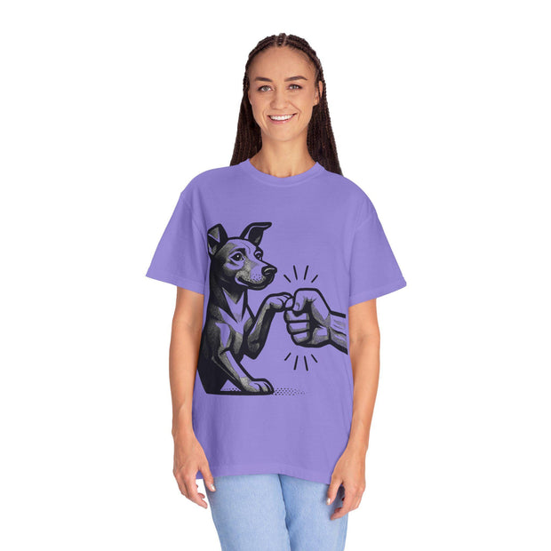 Dog Fist Bump T-Shirt: Garment-Dyed Unisex Tee