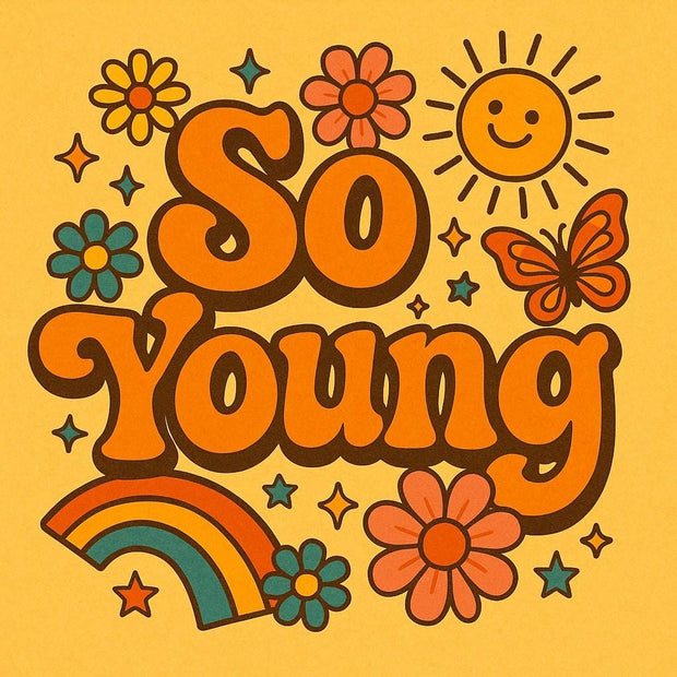 Retro 70s Art Print: Groovy Sunshine, Flowers (Digital Download)