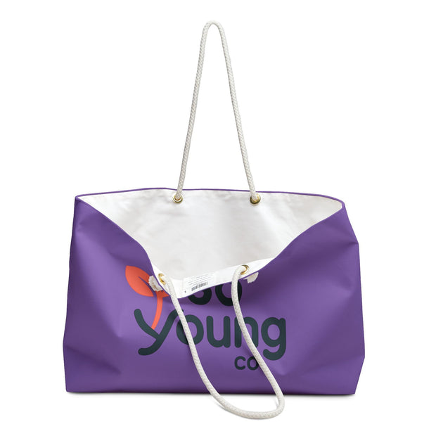 Purple Weekender Bag: Spun Polyester Travel Tote with Rope Handles