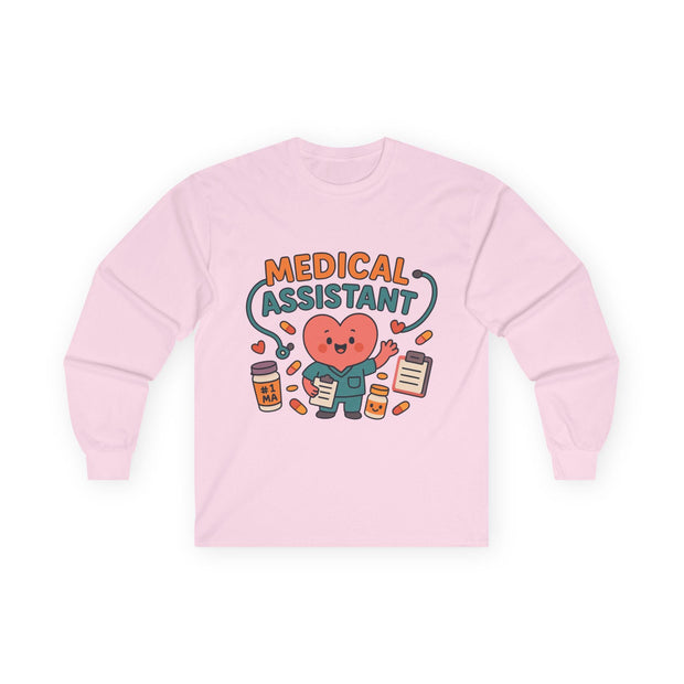 Medical Assistant Long Sleeve Tee, Cute for Work, Unisex Cotton Shirt, Healthcare Professional Top, Long Sleeve T-Shirt
