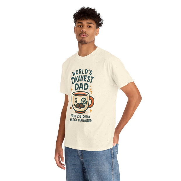 Funny Dad T-Shirt: World&#39;s Okayest Dad - Novelty Gift