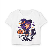 Crop Top, Trendy and Stylish Women&#39;s Baby Tee for Halloween, Best Friend Gift, Teen Girls Clothing, Short Sleeve Shirt, Fashion, Black Tee