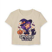Crop Top, Trendy and Stylish Women&#39;s Baby Tee for Halloween, Best Friend Gift, Teen Girls Clothing, Short Sleeve Shirt, Fashion, Black Tee