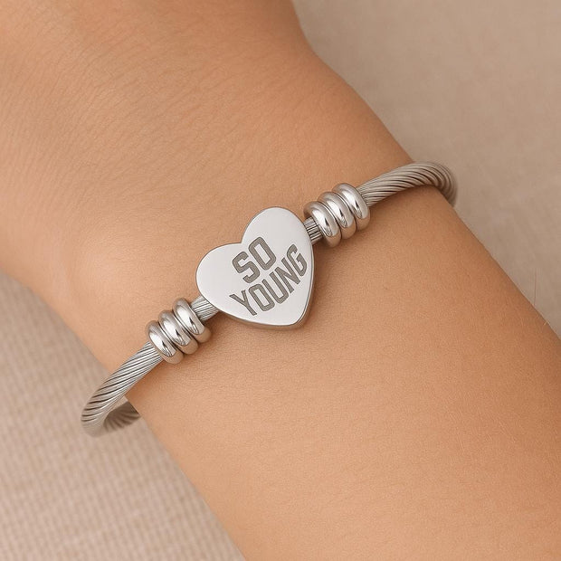 Heart Cuff Bracelet - Engraved Gift for Loved Ones, Personalized Jewelry, Anniversary, Valentine&#39;s Day, Friendship