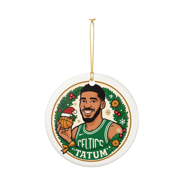 Ceramic Ornament, Celtics NBA Tatum Fan Christmas Tree Decor Gift, Holiday Decoration, Sports Memorabilia