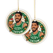 Ceramic Ornament, Celtics NBA Tatum Fan Christmas Tree Decor Gift, Holiday Decoration, Sports Memorabilia
