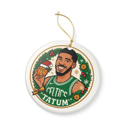 Ceramic Ornament, Celtics NBA Tatum Fan Christmas Tree Decor Gift, Holiday Decoration, Sports Memorabilia