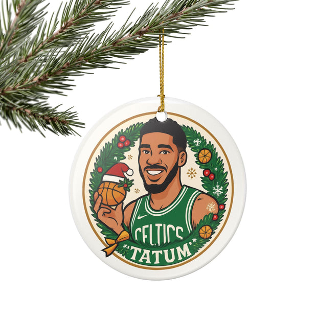 Ceramic Ornament, Celtics NBA Tatum Fan Christmas Tree Decor Gift, Holiday Decoration, Sports Memorabilia