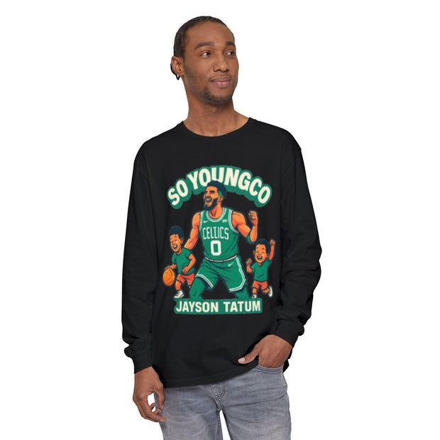 So Young Celtics Long Sleeve T-Shirt, NBA Fan Apparel, Jayson Tatum with Sons, Unisex Tee, Basketball Gift