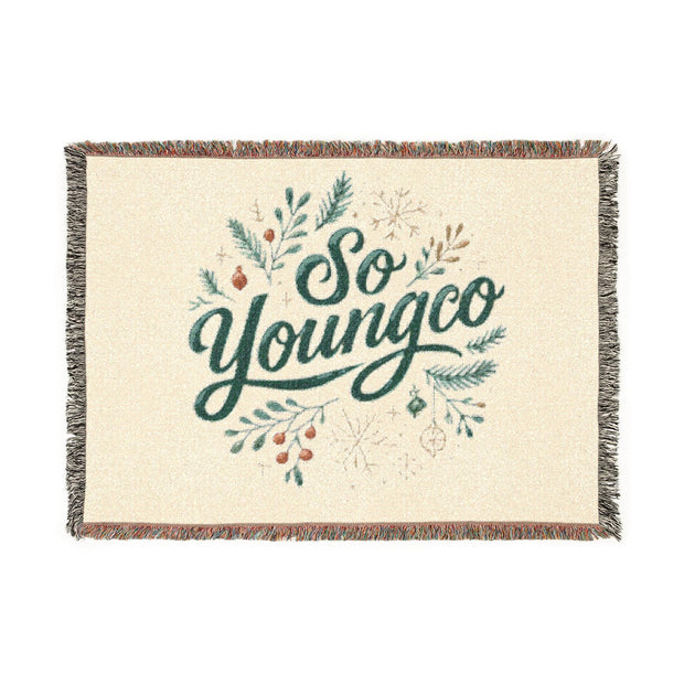 Woven Blanket - So Young Holiday Gift, Festive Soft Throw for Friends and Family, Cozy Winter Home Decor, Christmas Couch Blanket, Seasonal