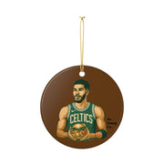Ceramic Ornament, Jayson Tatum Christmas Decoration, Basketball Fan Gift, Holiday Tree Decor, Sports Lover Ornament, Unique Xmas Gift