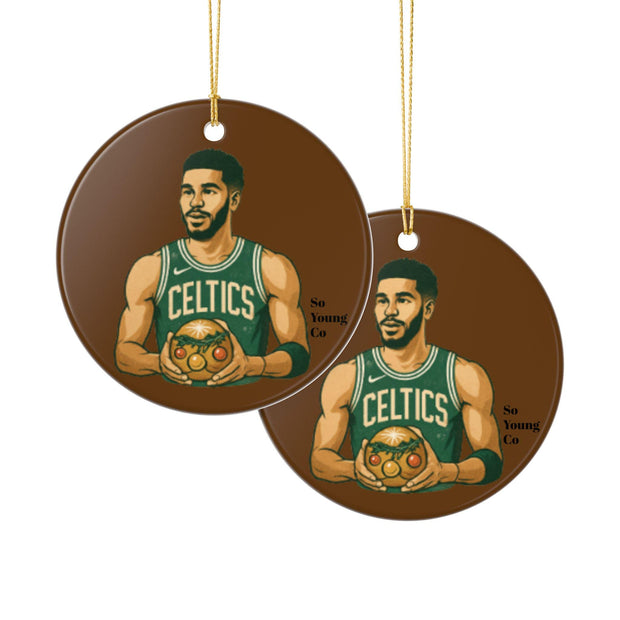 Ceramic Ornament, Jayson Tatum Christmas Decoration, Basketball Fan Gift, Holiday Tree Decor, Sports Lover Ornament, Unique Xmas Gift