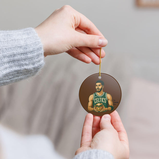 Ceramic Ornament, Jayson Tatum Christmas Decoration, Basketball Fan Gift, Holiday Tree Decor, Sports Lover Ornament, Unique Xmas Gift