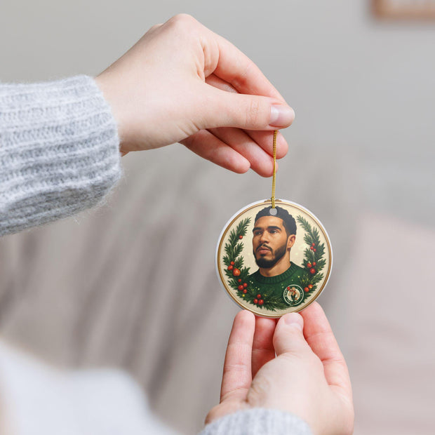 Ceramic Ornament, Jayson Tatum Celtics NBA Christmas Gift, Holiday Decor, Tree Decoration, Sports Fan Gift, Basketball Player Ornament