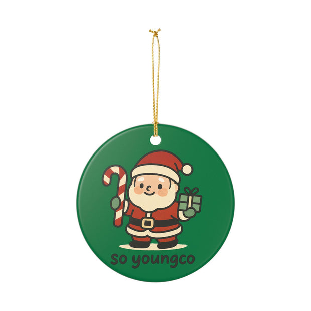 Santa Claus Illustration Ceramic Ornament | Christmas Holiday Decoration