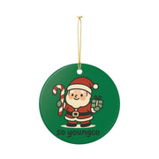 Santa Claus Illustration Ceramic Ornament | Christmas Holiday Decoration