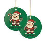 Santa Claus Illustration Ceramic Ornament | Christmas Holiday Decoration