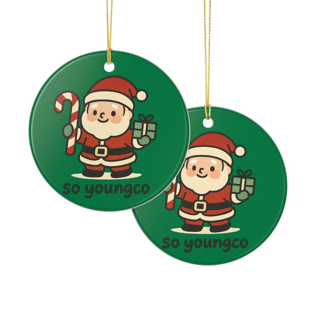 Santa Claus Illustration Ceramic Ornament | Christmas Holiday Decoration