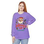 Santa Claus Long Sleeve Shirt - Unisex Garment-dyed T-Shirt, So Young Co, Festive Christmas Tee, Holiday Gift, Cute Xmas Top, Winter Apparel