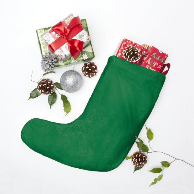 So Young Christmas Stocking | Green Holiday Stocking with Santa Hat Design