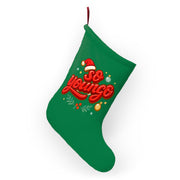 So Young Christmas Stocking | Green Holiday Stocking with Santa Hat Design
