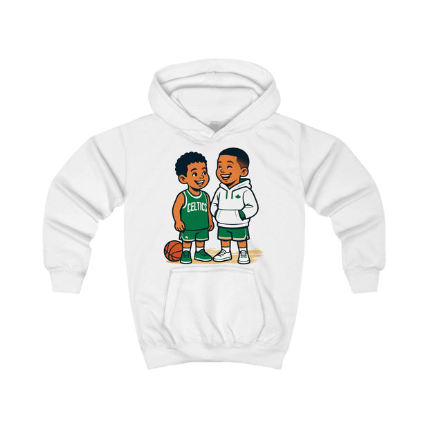 Basketball Brothers Kids Hoodie | Cute Cartoon Siblings Court Design