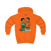 Basketball Brothers Kids Hoodie | Cute Cartoon Siblings Court Design
