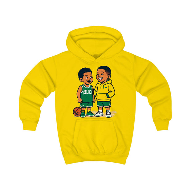 Basketball Brothers Kids Hoodie | Cute Cartoon Siblings Court Design