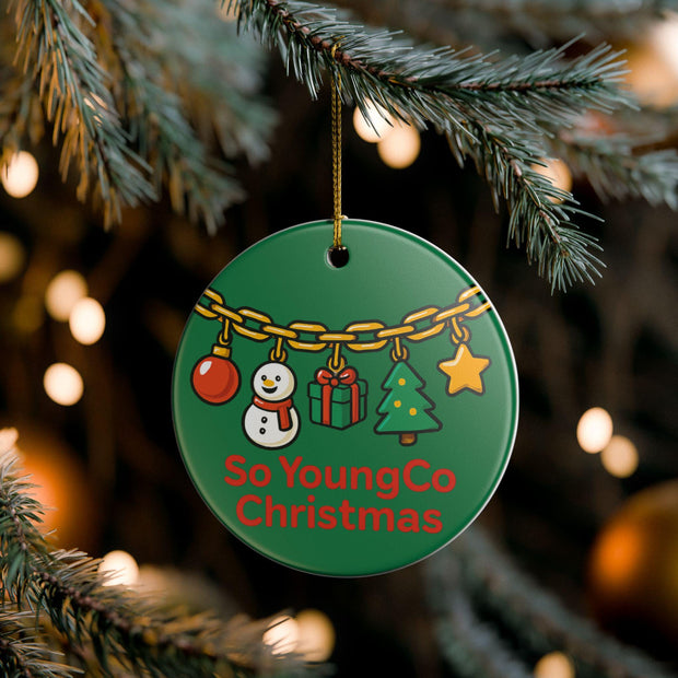 Christmas Charm Garland Ceramic Ornament | Round Hanging Decoration