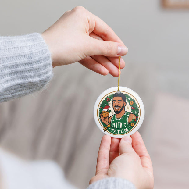 Ceramic Ornament, Celtics NBA Tatum Fan Christmas Tree Decor Gift, Holiday Decoration, Sports Memorabilia