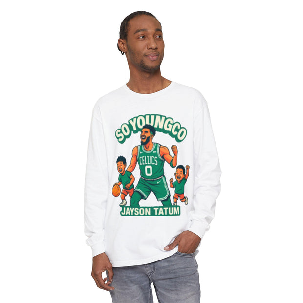 So Young Celtics Long Sleeve T-Shirt, NBA Fan Apparel, Jayson Tatum with Sons, Unisex Tee, Basketball Gift