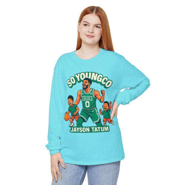So Young Celtics Long Sleeve T-Shirt, NBA Fan Apparel, Jayson Tatum with Sons, Unisex Tee, Basketball Gift