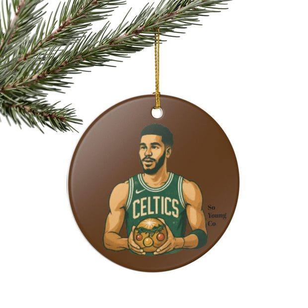 Ceramic Ornament, Jayson Tatum Christmas Decoration, Basketball Fan Gift, Holiday Tree Decor, Sports Lover Ornament, Unique Xmas Gift