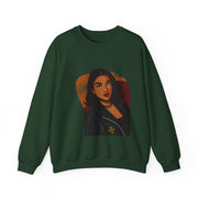 Confident Black Woman Portrait Crewneck Sweatshirt | Illustrated Portrait, Fashion Art