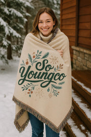 Woven Blanket - So Young Holiday Gift, Festive Soft Throw for Friends and Family, Cozy Winter Home Decor, Christmas Couch Blanket, Seasonal