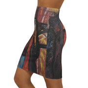 Selfie Portrait Pencil Skirt | All-Over Print Midi Skirt