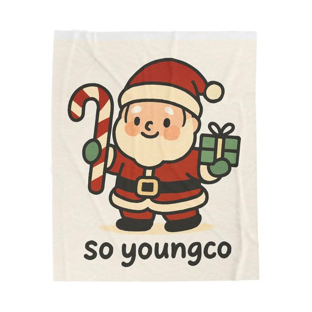 Christmas Velveteen Plush Blanket with Santa, Holiday Throw, Cozy Winter Blanket, Festive Bedding, Soft Christmas Gift