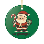 Santa Claus Illustration Ceramic Ornament | Christmas Holiday Decoration