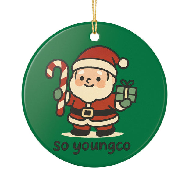 Santa Claus Illustration Ceramic Ornament | Christmas Holiday Decoration