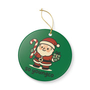Santa Claus Illustration Ceramic Ornament | Christmas Holiday Decoration