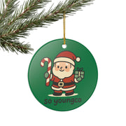 Santa Claus Illustration Ceramic Ornament | Christmas Holiday Decoration